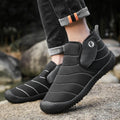 Men's waterproof snow boots in black with cotton upper and rubber sole