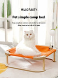 Washable wooden cat hammock bed, 46 x 46cm orange camp bed for cats and small dogs