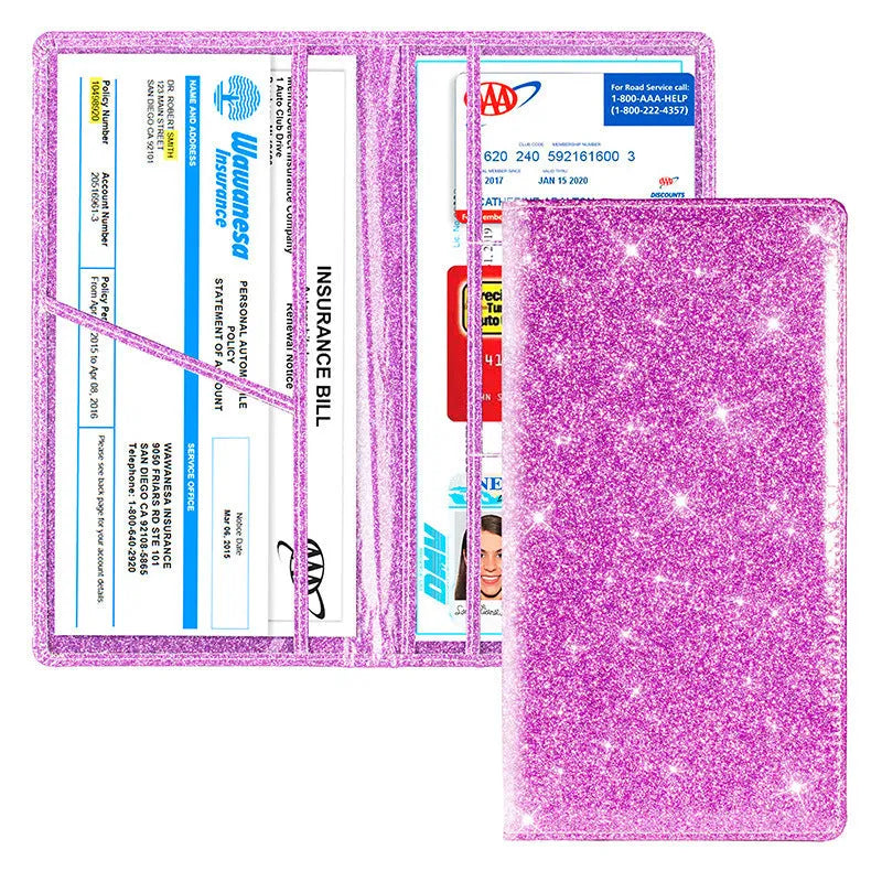 PU leather car document wallet for insurance and registration papers in black colour.