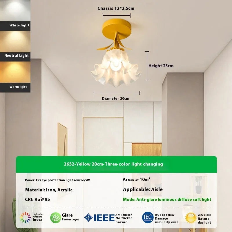 Cream Linglan Flower modern aisle corridor light with three-colour changing and dimming options