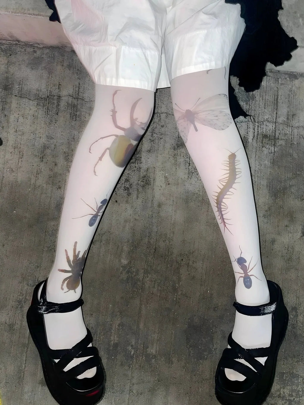 Printed sheer white pantyhose for women free size thin legwear