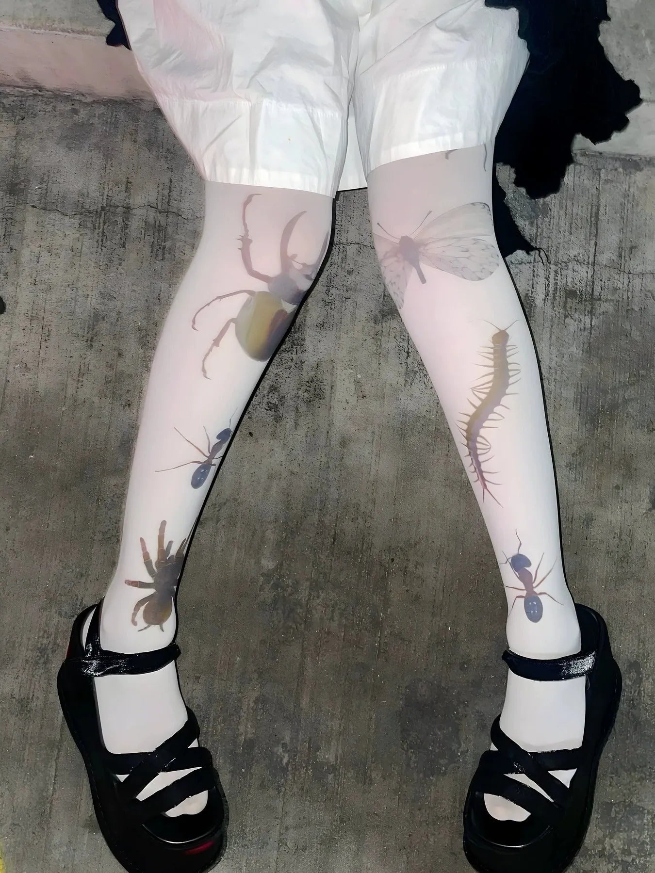 Printed sheer white pantyhose for women free size thin legwear