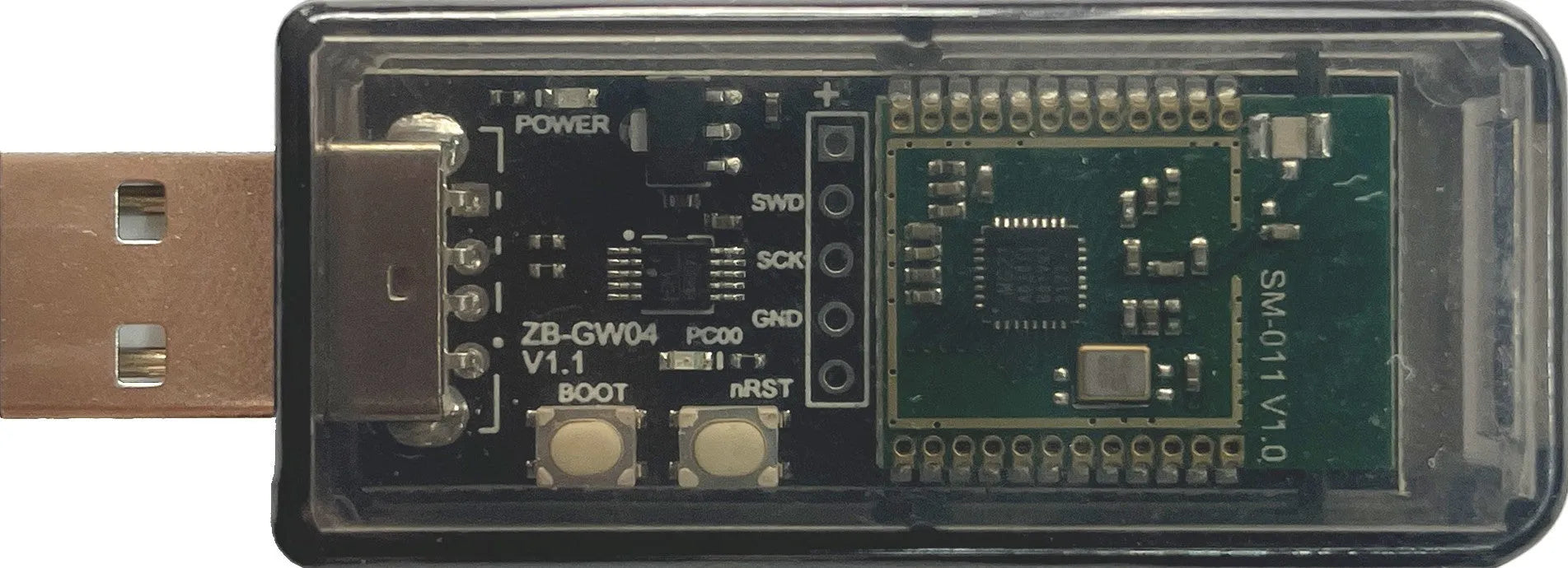 Silicon Labs EFR32MG21 Zigbee USB Dongle for Home Assistant and Zigbee2MQTT coordination.