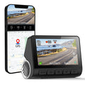 V55 4K UHD night vision car camera dash cam with double lens and front windshield mount in black