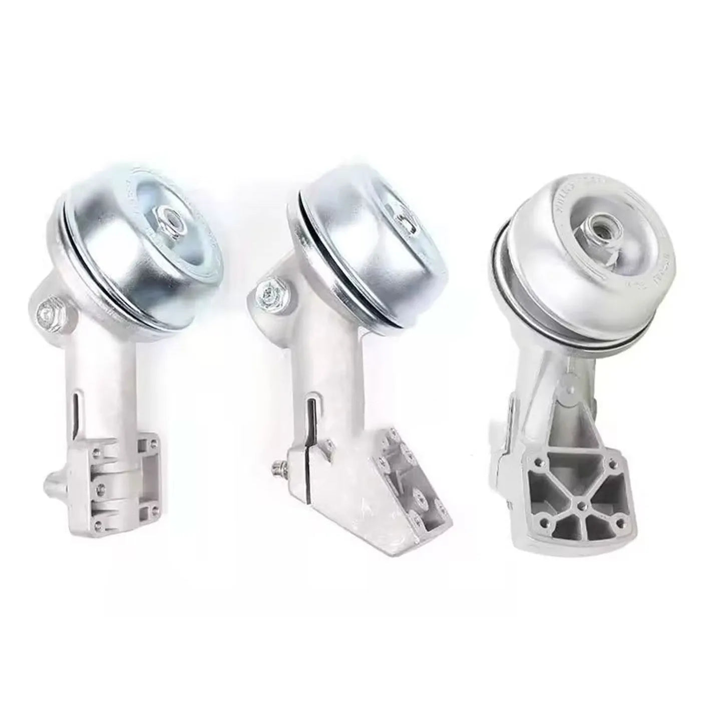 Metal working head FS120 new style lawn mower replacement part on white background