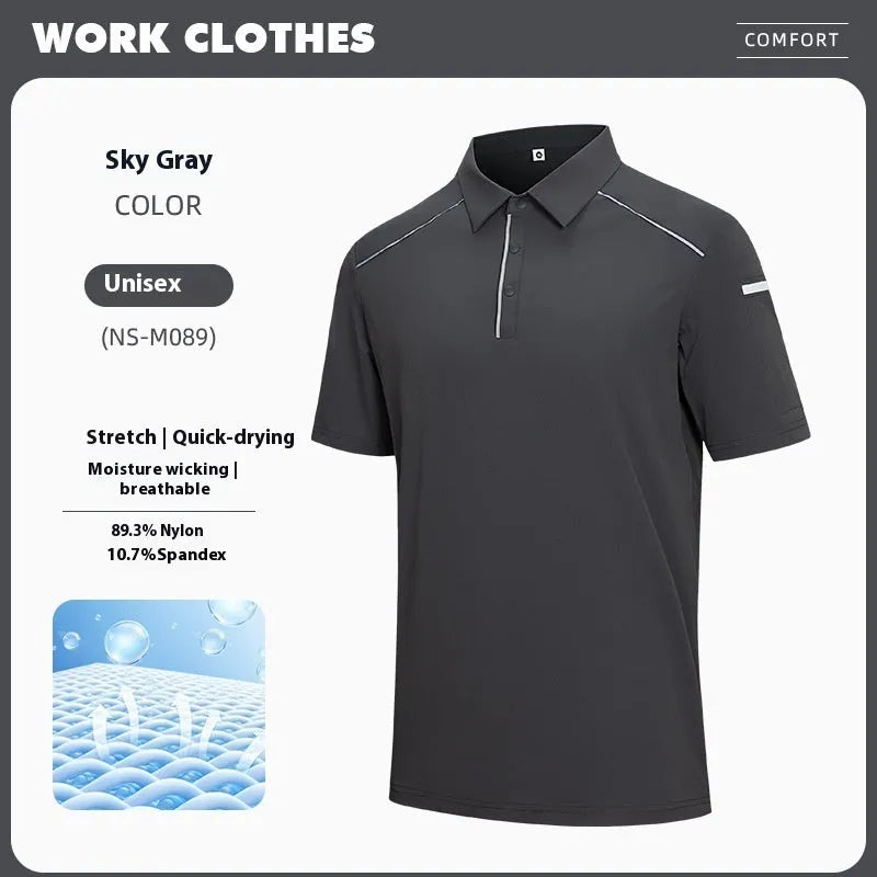 Man's solid colour polo shirt with short sleeves and a side slit, shown in a classic black colour.