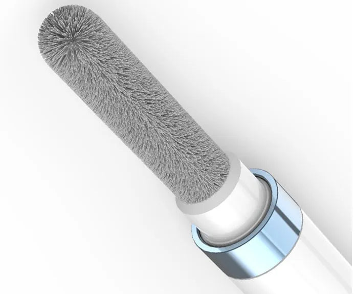 Blue cleaning pen with metal nib and brush for cleaning headphones and keyboards