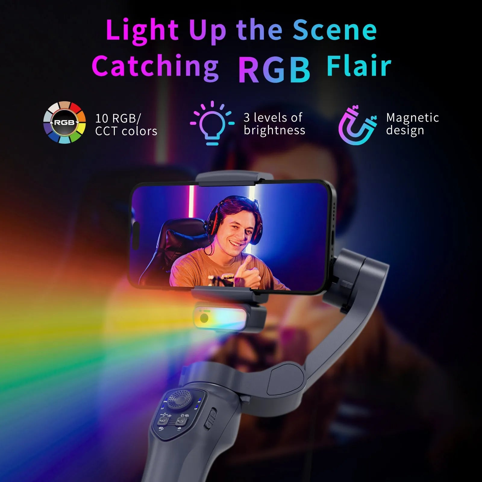RK Series foldable handheld smartphone stabilizer head in gun colour.
