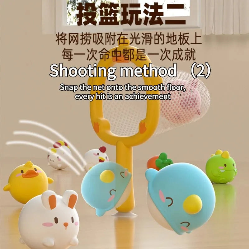 Soft glue cartoon animal glow balls for children's bathroom play including chicken, dinosaur, and whale designs
