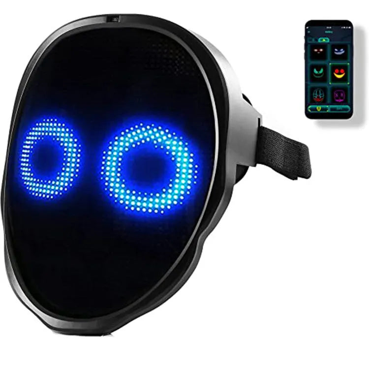Avengers LED luminous face mask with electronic display showing gesture control sensor