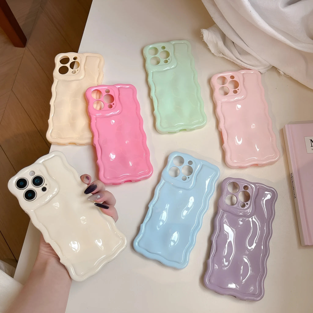 Solid colour macaron TPU soft phone case in pastel shades for iPhone 11-16 series with oil-filling finish