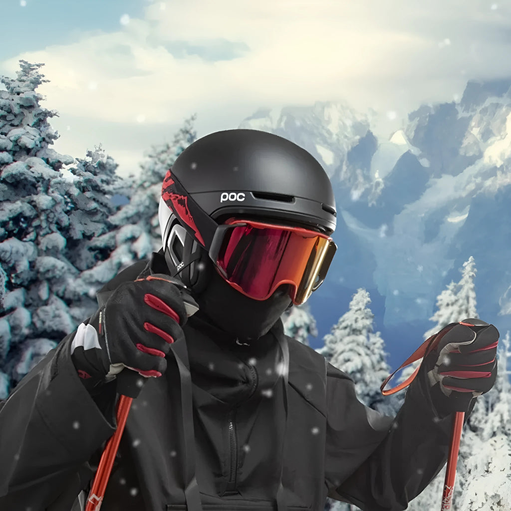 Ski goggles with double-layer anti-fog lens and full real film coating in bright white frame with silver powder film