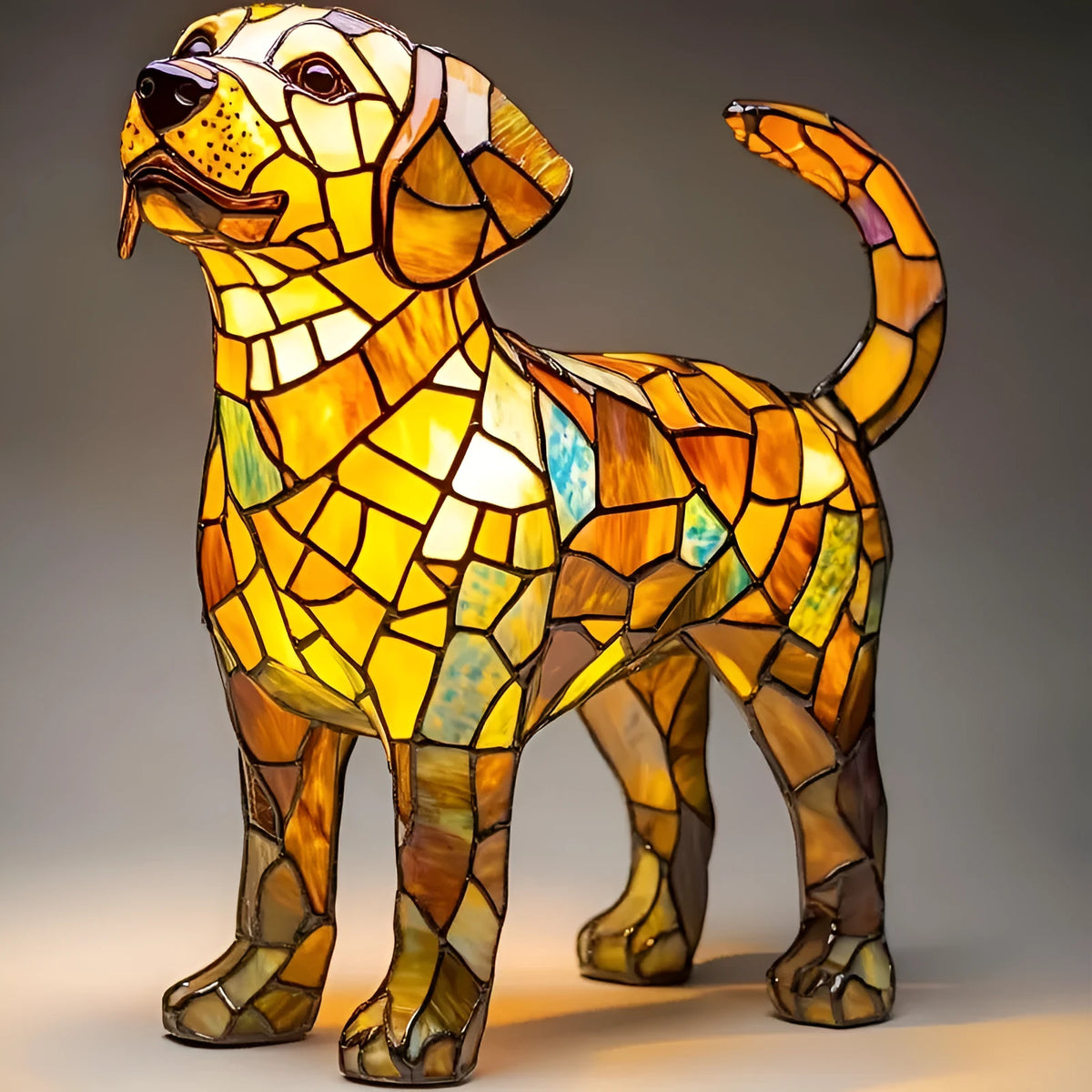 Carved resin LED night lamp golden retriever standing on desk 19x16x18cm modern art decoration