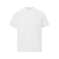 Loose fit short sleeve top with textured air layer stitching on polyester fabric.