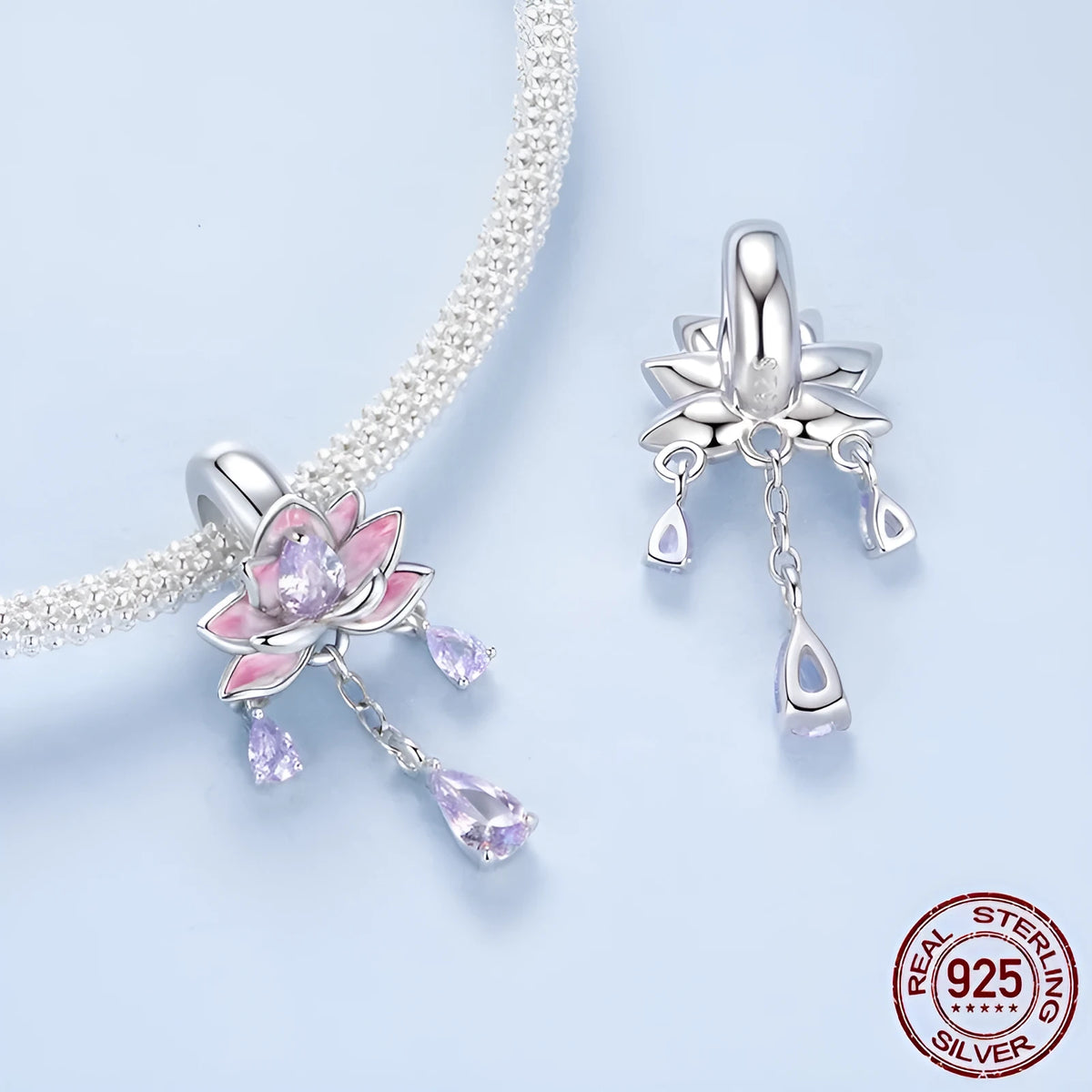 925 silver lotus spacer bead, 2.2cm by 1.1cm, with 0.45cm hole and gradient silver finish, colour BSC1134