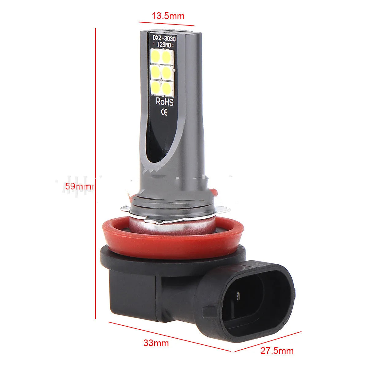 White LED car fog light bulb with aluminium body H8 H11 socket 24W 1200 lumens