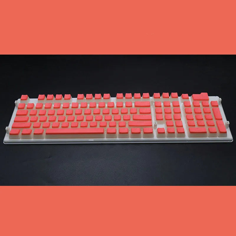 108 key double skin pudding cream PBT translucent mechanical keyboard keycap set showing RGB backlight enhancement