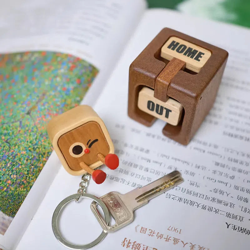 Magnetic wooden keychain fridge magnet, 4.5 x 4.5 x 8cm wood keyring with face design options
