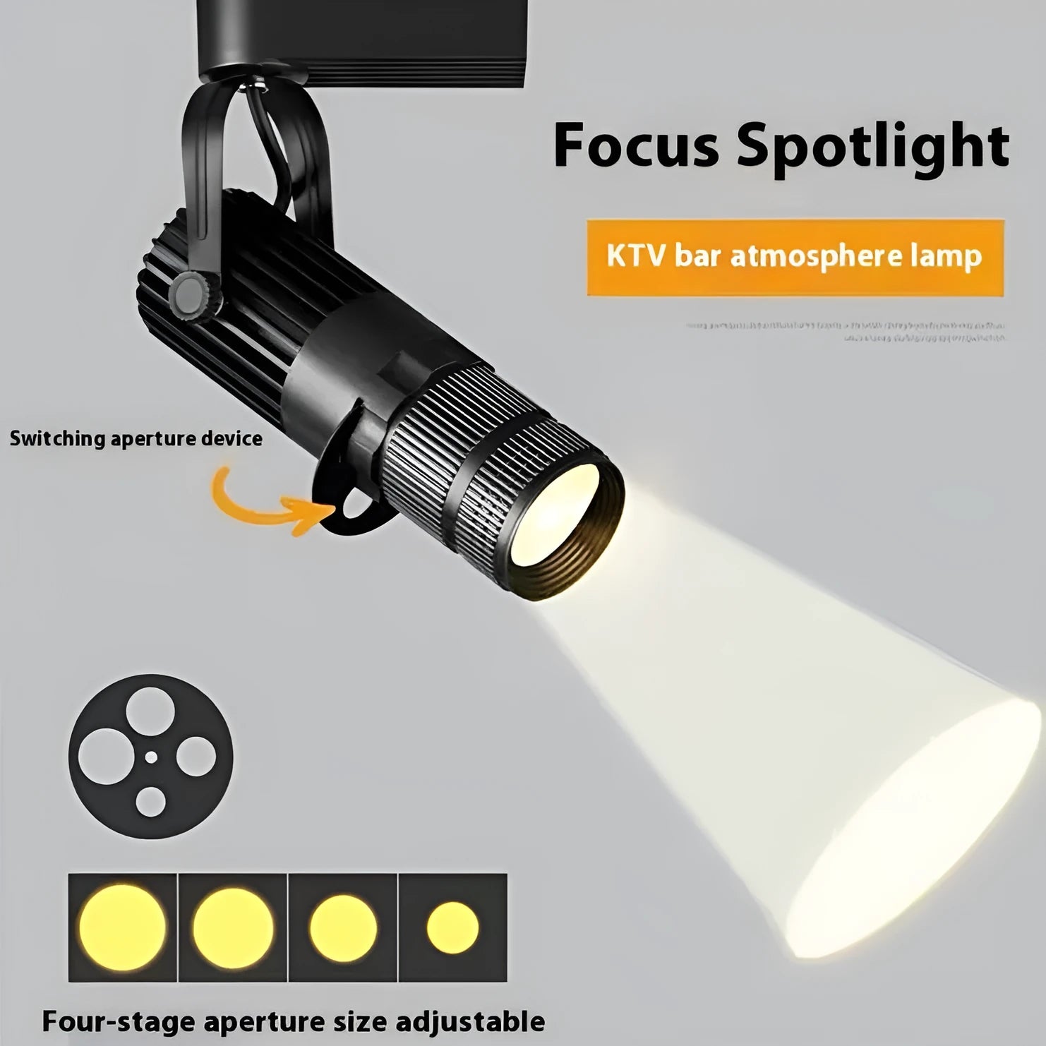 Black aluminium surface-mounted LED spotlight with open design for commercial lighting.