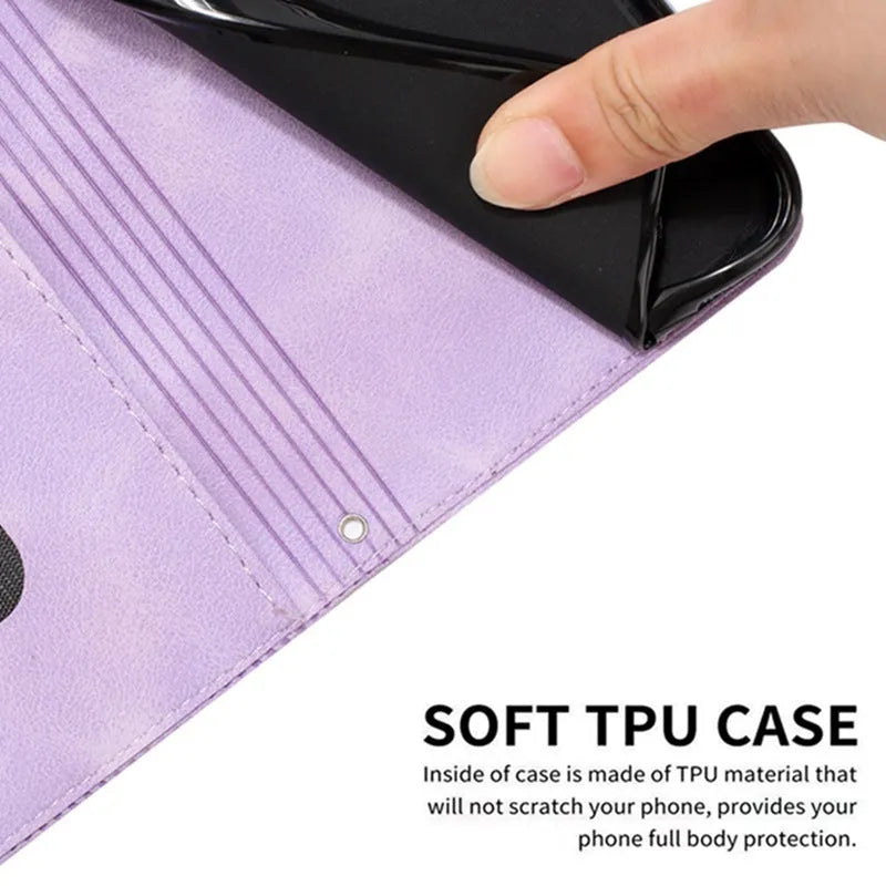 Phone case for Realme 11 5G with card holder crossbody strap in purple