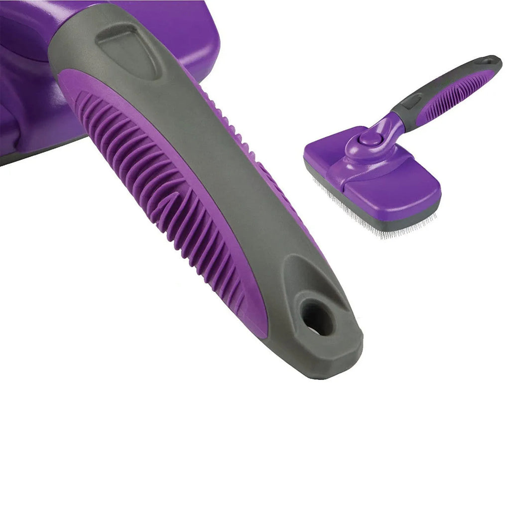 Self-cleaning slicker brush with PP construction, 12.5x7cm comb surface, and 11.5cm handle for pet grooming