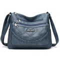 Women's soft PU leather shoulder bag with crossbody strap in horizontal square shape