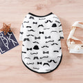White gentleman beard dog clothes on small canine showing beard detail and polyester fabric