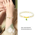 Women's S925 sterling silver Hetian jade bracelet with bamboo leaf design and gold finish