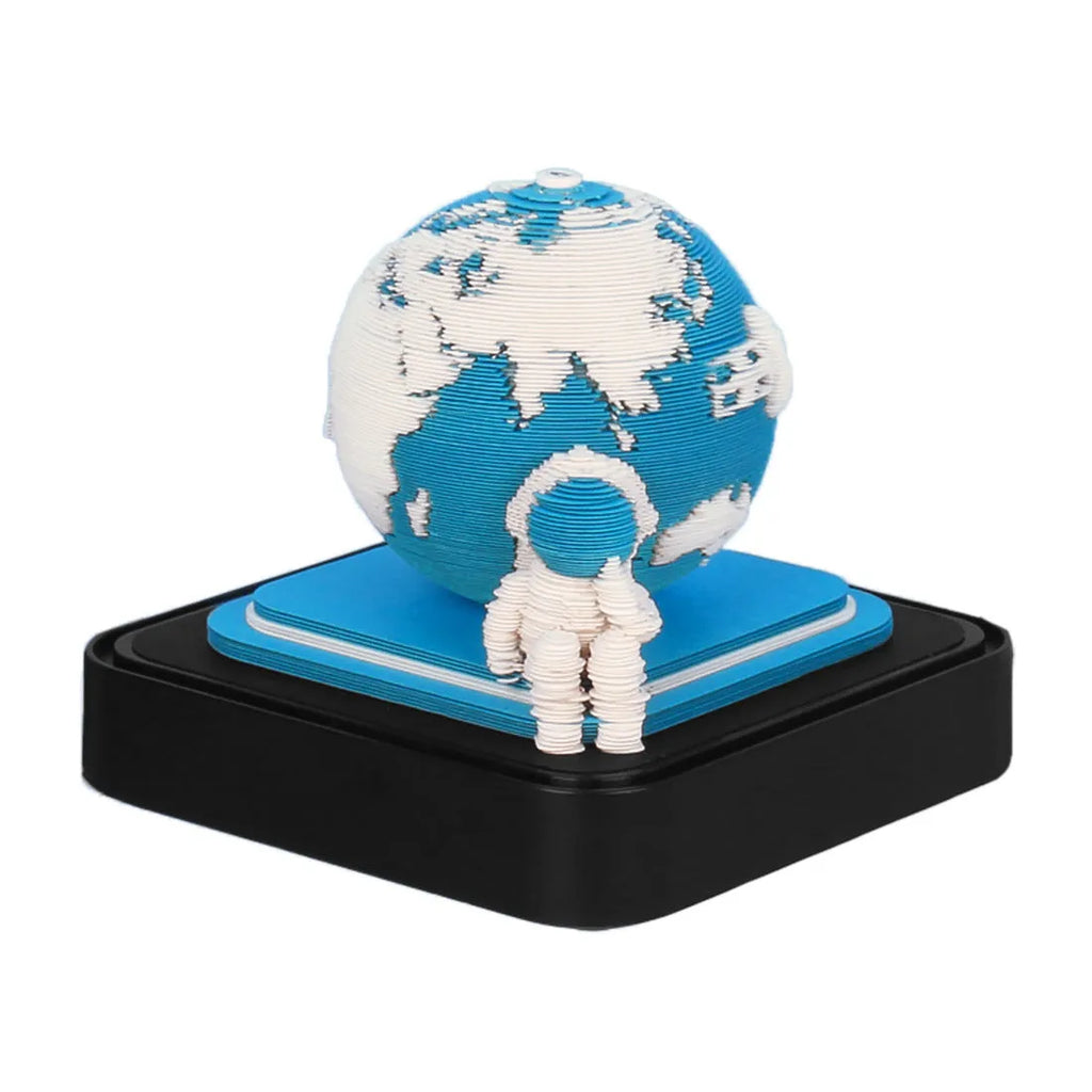 3D paper carving desk calendar with 232 sheets, 9.8x9.8x8.5cm, sticky notes, Earth Blue Light cover