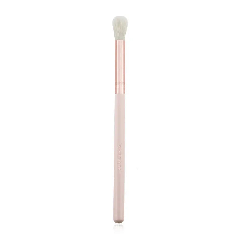 26-piece pink makeup brush set with wool bristles and wooden handles in PU storage bag