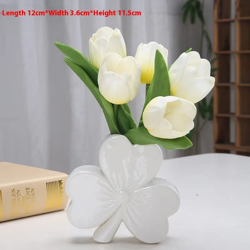 European style ceramic desktop vase in white porcelain with four colour options