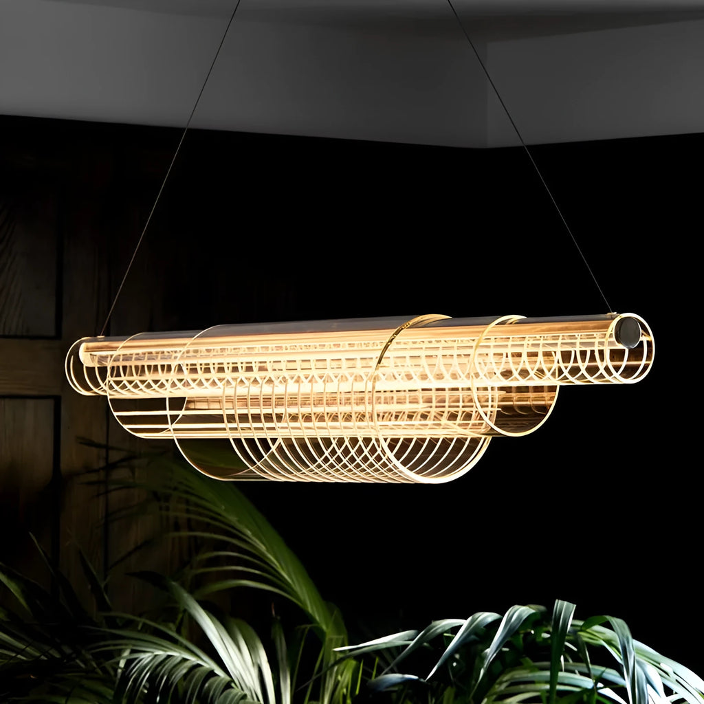 Modern minimalist glass pendant ceiling lamp with iron construction and LED light source