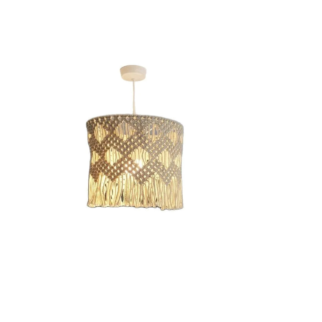 Handmade beige cotton string woven lampshade 30x50cm fabric shade for pendant light