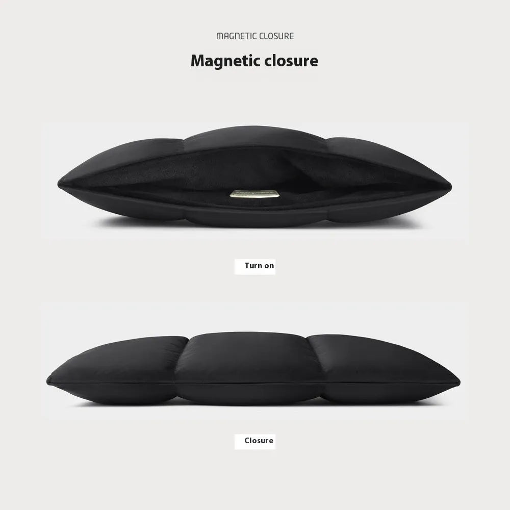 Soft black polyester laptop sleeve for a 15.6-inch laptop with stitching detail.