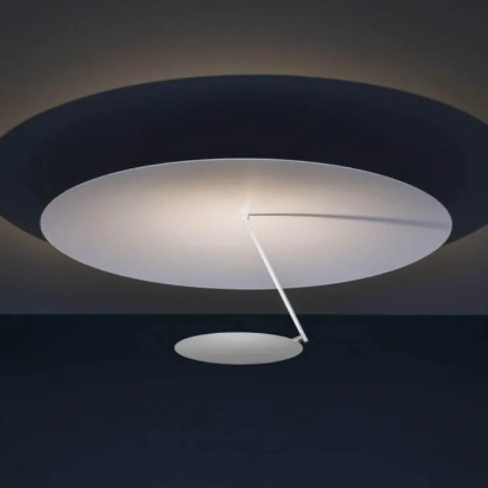 50cm diameter iron ceiling lamp in white gold finish with warm LED light