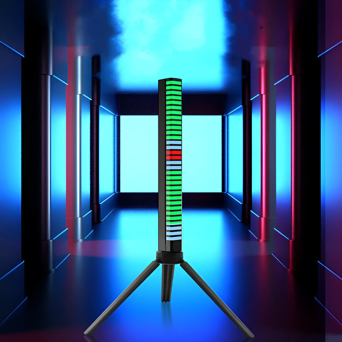 Voice control music rhythm light bar with acrylic shell, 180 x 16 x 19 mm, black or white, USB or battery.
