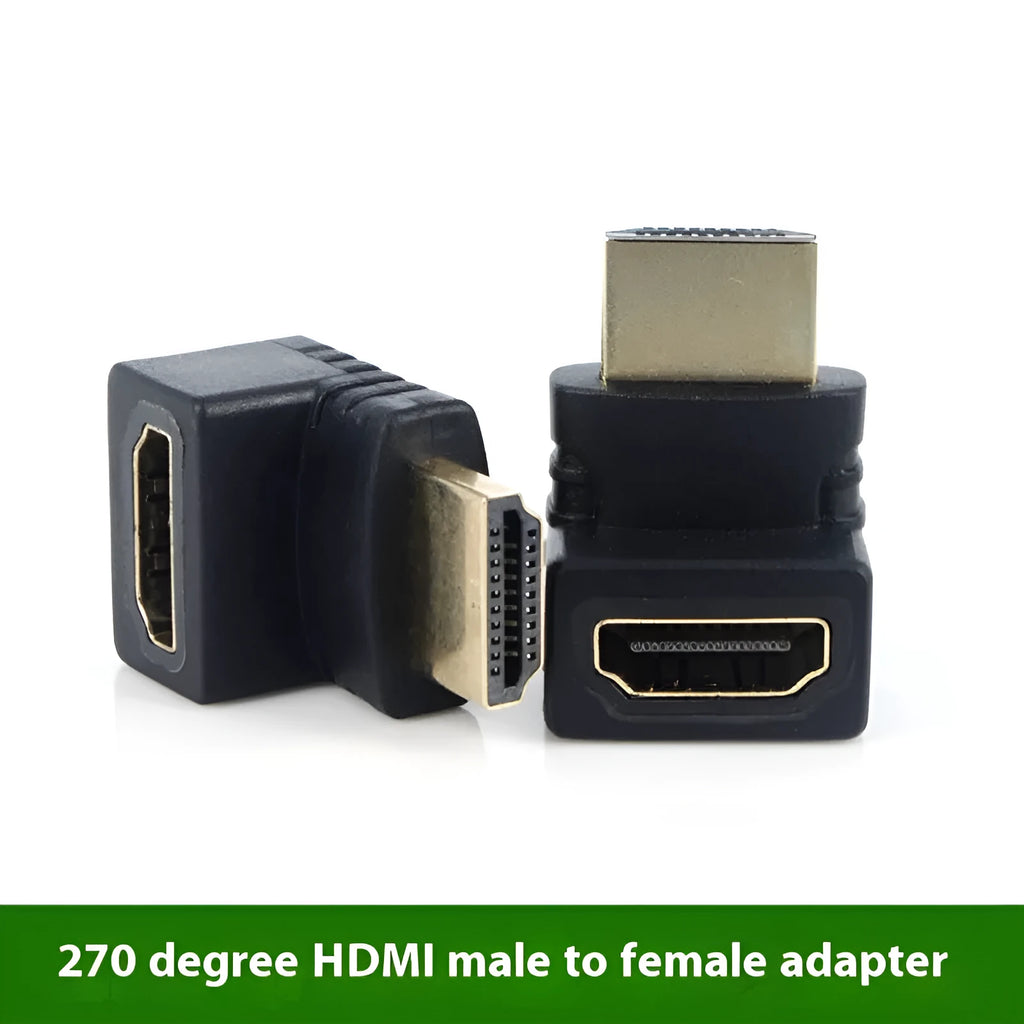270 degree HDMI adapter cable square bent up and down for laptop and TV use