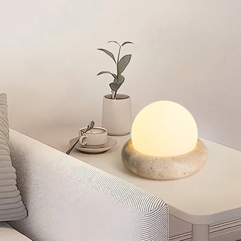 Cream modern simplicity bedside night lamp with remote control and rechargeable battery