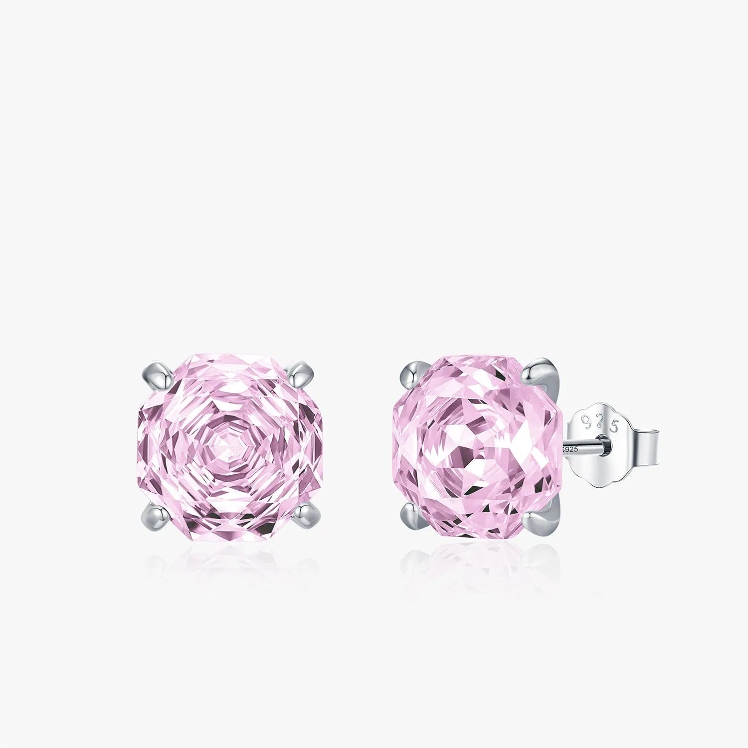S925 sterling silver rose stud earrings for women in 6mm and 8mm sizes with floral design