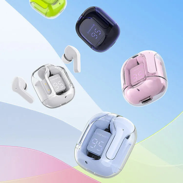 Mini wireless Bluetooth headset with LED power display in five colour options with silicone protective case
