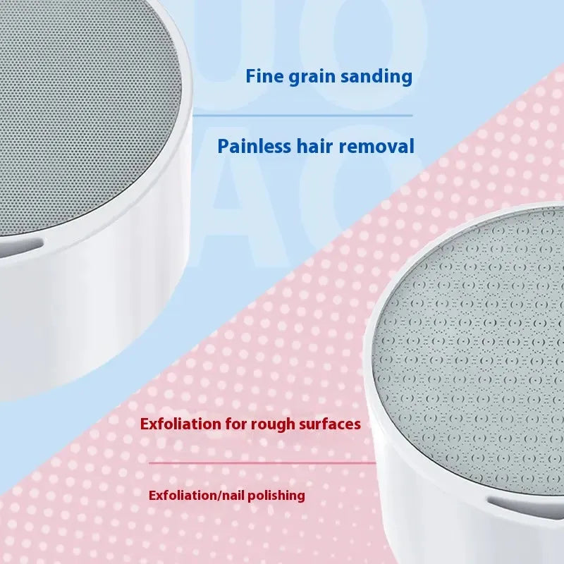 Nano glass epilator and foot grinder 2-in-1 personal hair removal device in plastic with washable head.