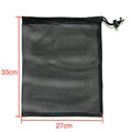 Black drawstring mesh storage bag for children's water ball toys in three size options.