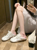 Women's ballet style satin sports board shoes with round toe and front lace-up in three colour options