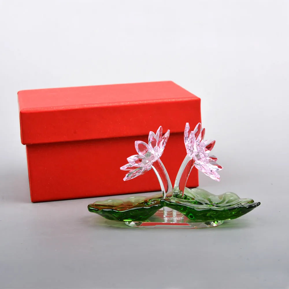 White crystal carved pink paperweight ornament with sandblasted finish, 95mm by 40mm by 60mm, cartoon pastoral style