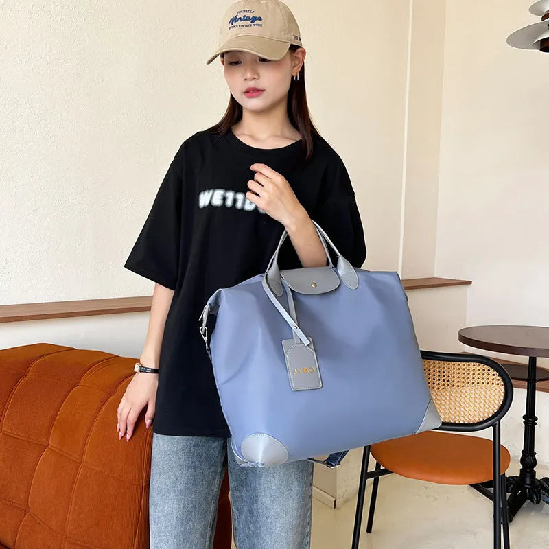 Large capacity portable shoulder lightweight nylon yoga bag 36-55L dry wet separation solid colour urban simple design