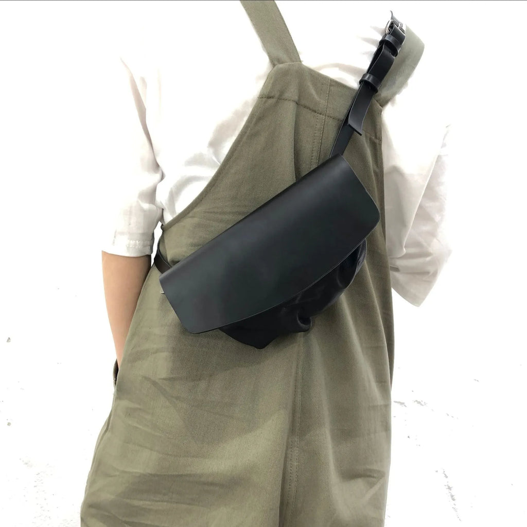 Black handmade genuine cowhide leather single-shoulder bag for women, width 14cm, length 21.5cm