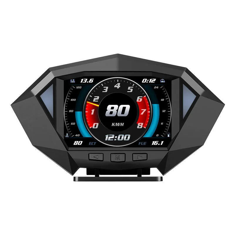 P1 model vehicle head-up display with black plastic housing and OBD connection cable