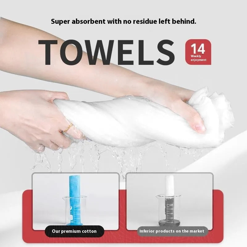 Boxed colour 14-pack compressed towel set, 75g, 14.5x4x6.5cm resin towels for travel