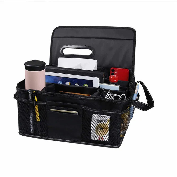 Black Oxford cloth car trunk storage box with dimensions 33cm by 33cm by 16cm