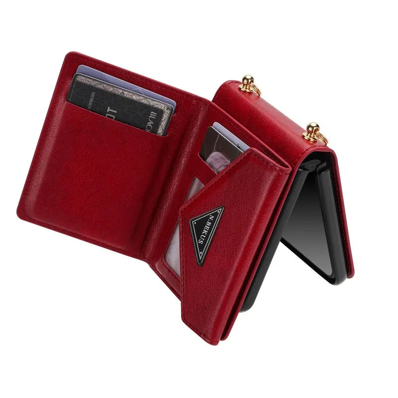 Samsung Galaxy Z Flip5 Flip4 Z Flip3 PU flip phone case with side zipper card holder in black